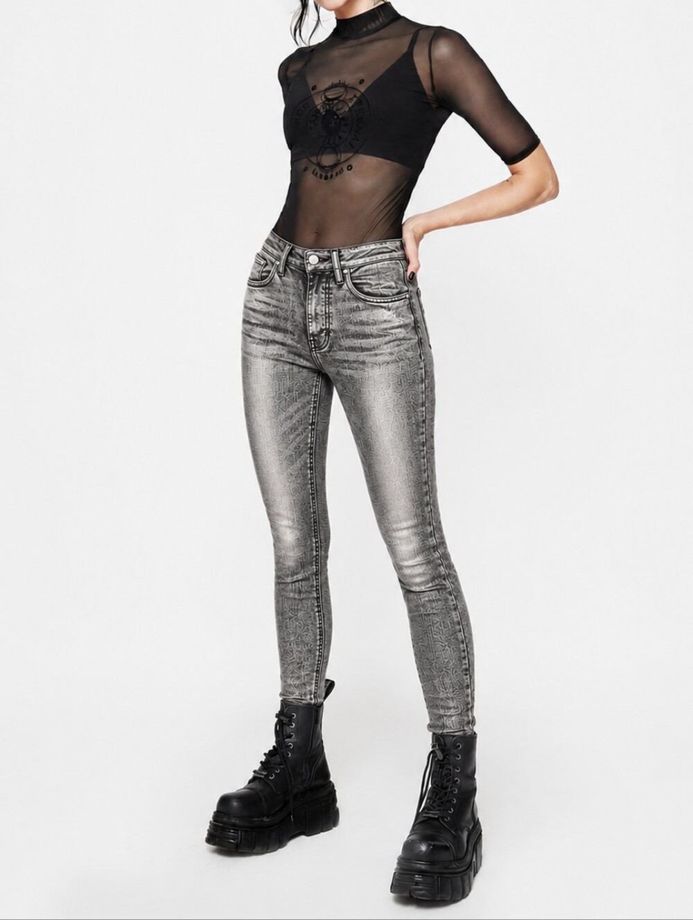 Hidden Jeans Metallic Silver Coated Skinny Jeans | Size 1